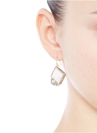 Figure View - Click To Enlarge - LULU FROST - 'Mary' glass pearl square cabochon drop earrings