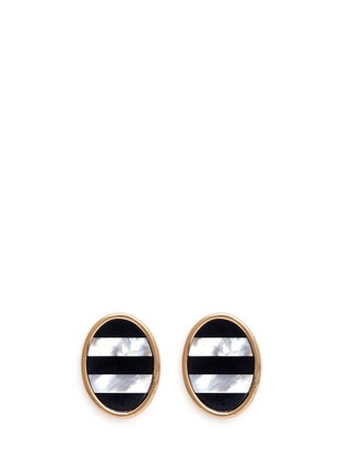 Main View - Click To Enlarge - LULU FROST - 'Veruschka' mother of pearl onyx inlay stud earrings