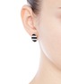 Figure View - Click To Enlarge - LULU FROST - 'Veruschka' mother of pearl onyx inlay stud earrings