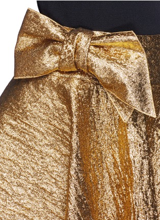 Detail View - Click To Enlarge - LANVIN - Wrapped bow cotton lamé flare skirt