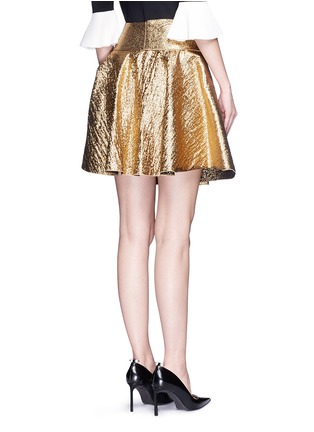 Back View - Click To Enlarge - LANVIN - Wrapped bow cotton lamé flare skirt