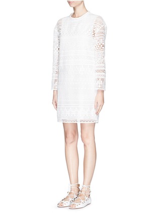 Front View - Click To Enlarge - CHLOÉ - Patchwork embroidery guipure lace dress