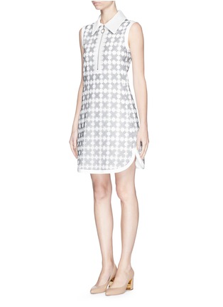 Figure View - Click To Enlarge - CHLOÉ - Zip front broderie anglaise dress