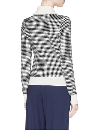 Back View - Click To Enlarge - CHLOÉ - Shawl collar houndstooth jacquard knit sweater