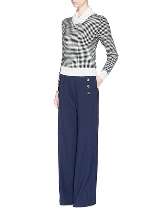 Figure View - Click To Enlarge - CHLOÉ - Shawl collar houndstooth jacquard knit sweater