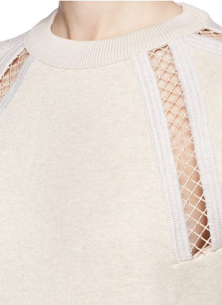 Detail View - Click To Enlarge - CHLOÉ - Molleton diamond stitch trim drawstring sweatshirt