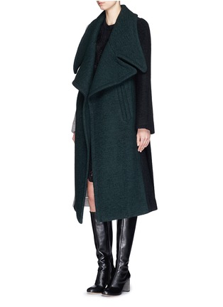Figure View - Click To Enlarge - CHLOÉ - Oversize buckle belt colourblock wool coat