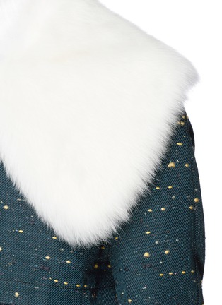 Detail View - Click To Enlarge - CHLOÉ - Detachable fur collar bouclé tweed trench coat