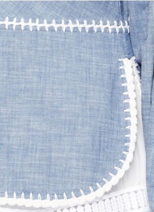 Detail View - Click To Enlarge - CHLOÉ - Crochet trim cotton chambray shirt