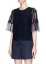 Front View - Click To Enlarge - CHLOÉ - Crépon cuff guipure lace top