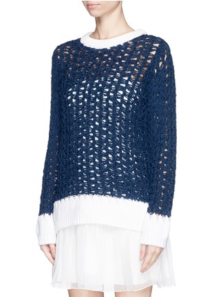 Front View - Click To Enlarge - CHLOÉ - Contrast open knit sweater