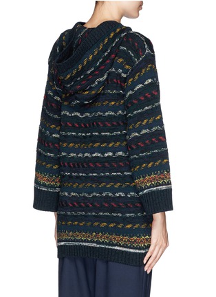 Back View - Click To Enlarge - CHLOÉ - Speckle stripe knit hood sweater