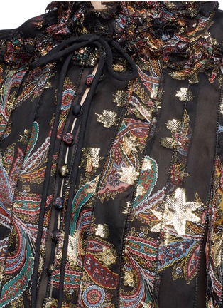 Detail View - Click To Enlarge - CHLOÉ - Lurex star embroidery paisley print ruffle blouse