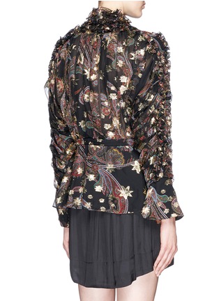 Back View - Click To Enlarge - CHLOÉ - Lurex star embroidery paisley print ruffle blouse