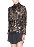 Front View - Click To Enlarge - CHLOÉ - Lurex star embroidery paisley print ruffle blouse