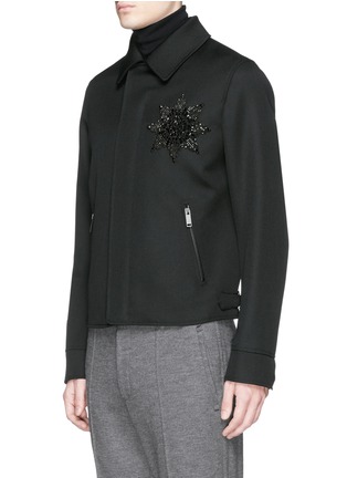 Front View - Click To Enlarge - ALEXANDER MCQUEEN - Crystal embroidery wool blouson jacket