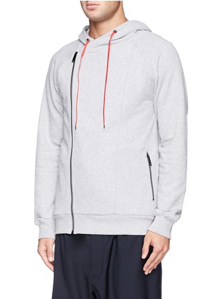Front View - Click To Enlarge - ALEXANDER MCQUEEN - Skull appliqué asymmetric zip hoodie