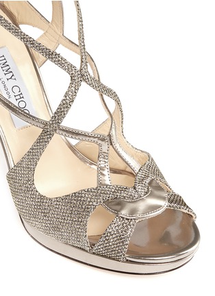 Detail View - Click To Enlarge - JIMMY CHOO - 'Vidane' lamé glitter mirror leather sandals