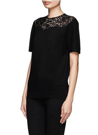 Front View - Click To Enlarge - STELLA MCCARTNEY - Lace collar short sleeve top
