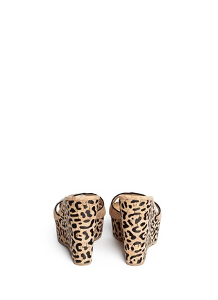 Back View - Click To Enlarge - JIMMY CHOO - 'Perfume' leopard cork platform wedge sandals
