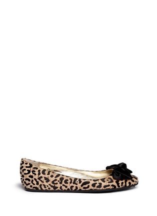 Main View - Click To Enlarge - JIMMY CHOO - 'Wylie' satin bow leopard print cork flats