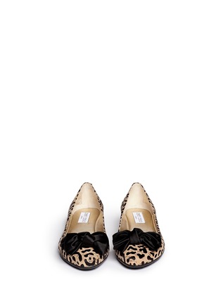 Figure View - Click To Enlarge - JIMMY CHOO - 'Wylie' satin bow leopard print cork flats