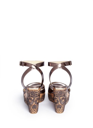 Back View - Click To Enlarge - JIMMY CHOO - 'Philo' mirror leather cork wedge sandals
