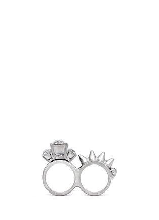 Detail View - Click To Enlarge - ALEXANDER MCQUEEN - Knuckle Stud Double Ring