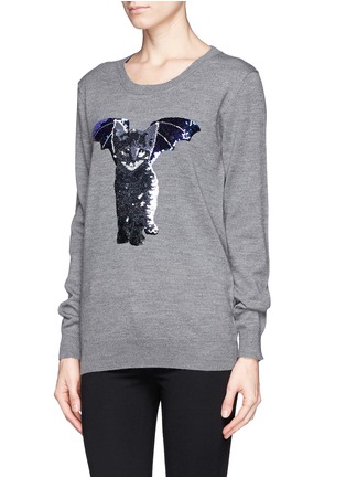 Front View - Click To Enlarge - MARKUS LUPFER - 'Catbat' sequin Nat sweater