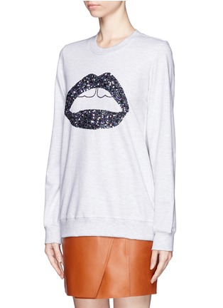 Front View - Click To Enlarge - MARKUS LUPFER - Sequin smacker lip sweatshirt