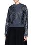 Front View - Click To Enlarge - ACNE STUDIOS - 'Bird Allover' spiral print cropped sweatshirt
