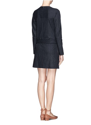 Back View - Click To Enlarge - SEE BY CHLOÉ - Chalk stripe pleat wool blend dress