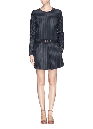 Main View - Click To Enlarge - SEE BY CHLOÉ - Chalk stripe pleat wool blend dress