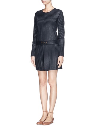 Figure View - Click To Enlarge - SEE BY CHLOÉ - Chalk stripe pleat wool blend dress