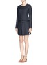 Figure View - Click To Enlarge - SEE BY CHLOÉ - Chalk stripe pleat wool blend dress