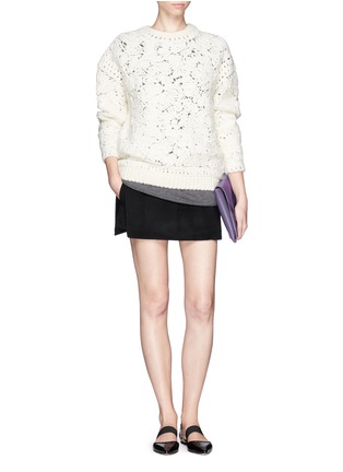 Figure View - Click To Enlarge - MS MIN - Structured layer wool-cashmere shorts 