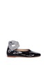 Main View - Click To Enlarge - FABIO RUSCONI - Stripe ankle tie patent leather flats