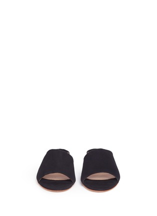 Front View - Click To Enlarge - FABIO RUSCONI - Slanted vamp suede slide sandals