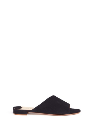 Main View - Click To Enlarge - FABIO RUSCONI - Slanted vamp suede slide sandals