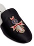 Detail View - Click To Enlarge - JOSHUA SANDERS - Embroidered badge satin mules