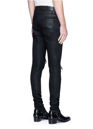Back View - Click To Enlarge - AMIRI - 'Thrasher' waxed ripped slim fit jeans