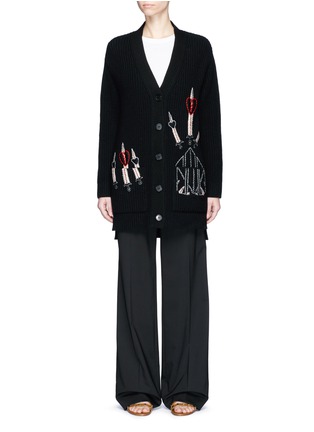 Main View - Click To Enlarge - VALENTINO GARAVANI - 'Love Blade' embroidered oversized cardigan