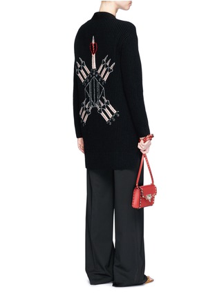 Figure View - Click To Enlarge - VALENTINO GARAVANI - 'Love Blade' embroidered oversized cardigan