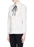 Front View - Click To Enlarge - GUCCI - GG pearl pleated bib front shirt