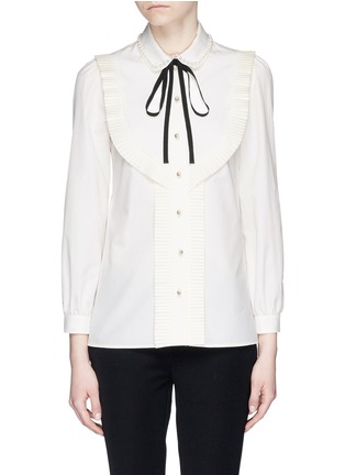 Main View - Click To Enlarge - GUCCI - GG pearl pleated bib front shirt