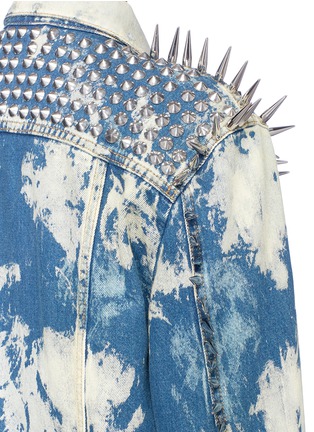Detail View - Click To Enlarge - GUCCI - Mixed stud oversized bleached denim jacket