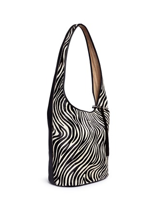 Detail View - Click To Enlarge - ELIZABETH AND JAMES - 'Finley Courier' zebra calfhair leather bag