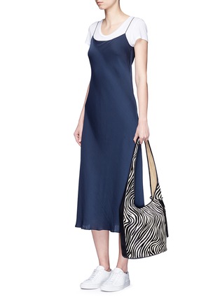 Front View - Click To Enlarge - ELIZABETH AND JAMES - 'Finley Courier' zebra calfhair leather bag