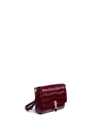Detail View - Click To Enlarge - ELIZABETH AND JAMES - 'Cynnie' croc embossed flap leather crossbody bag