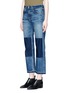 Front View - Click To Enlarge - RAG & BONE - 'Marilyn' letout cuff patch cropped jeans